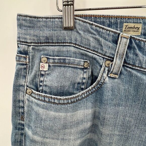 AG Adriano Goldschmied Blue Distressed Tomboy Relaxed Straight Size 31 - Picture 7 of 16